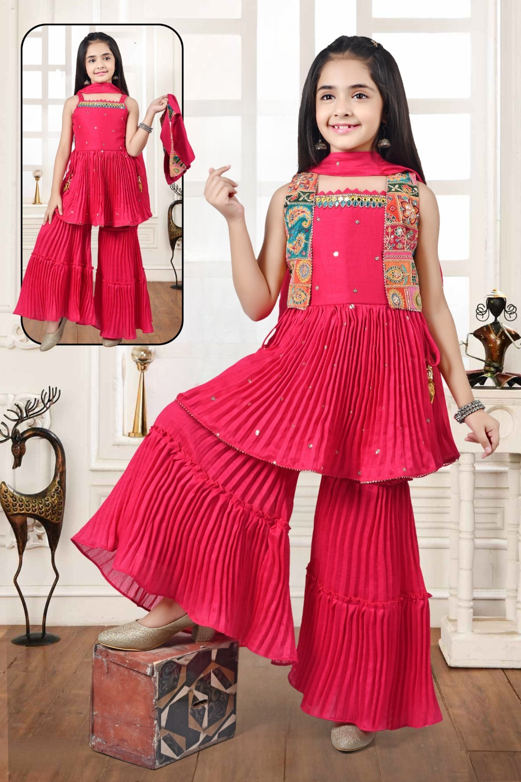 Girl Sharara suit with short shrug