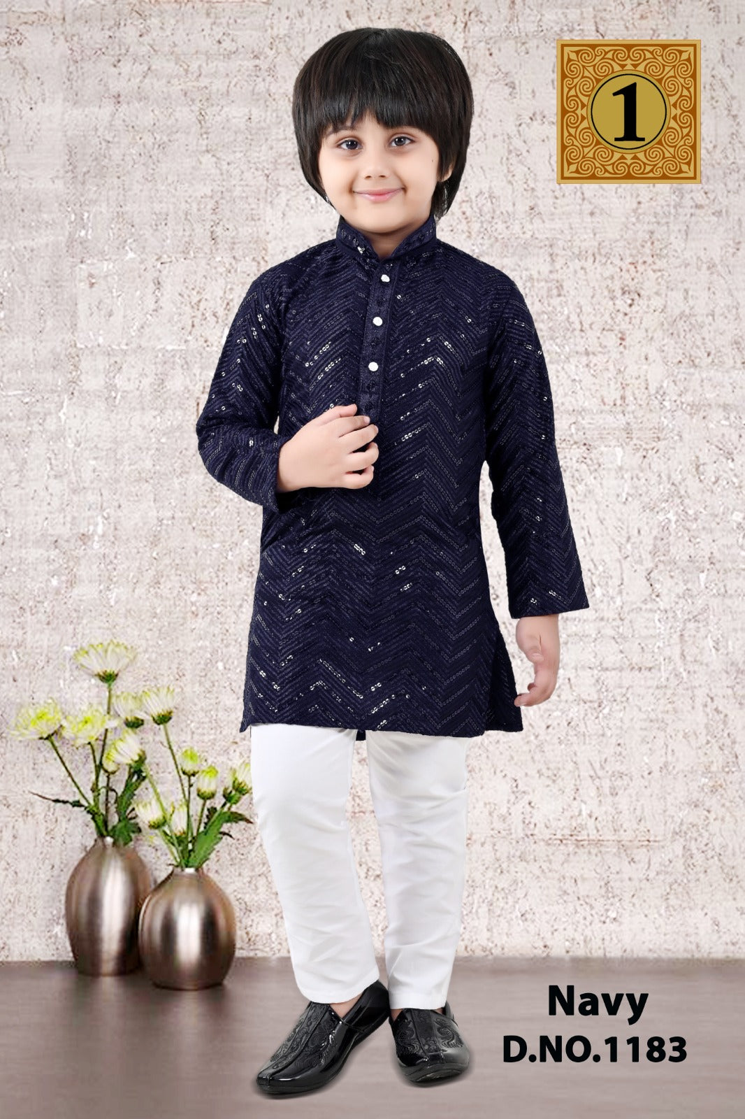 Boys Sequins Kurta Pajama