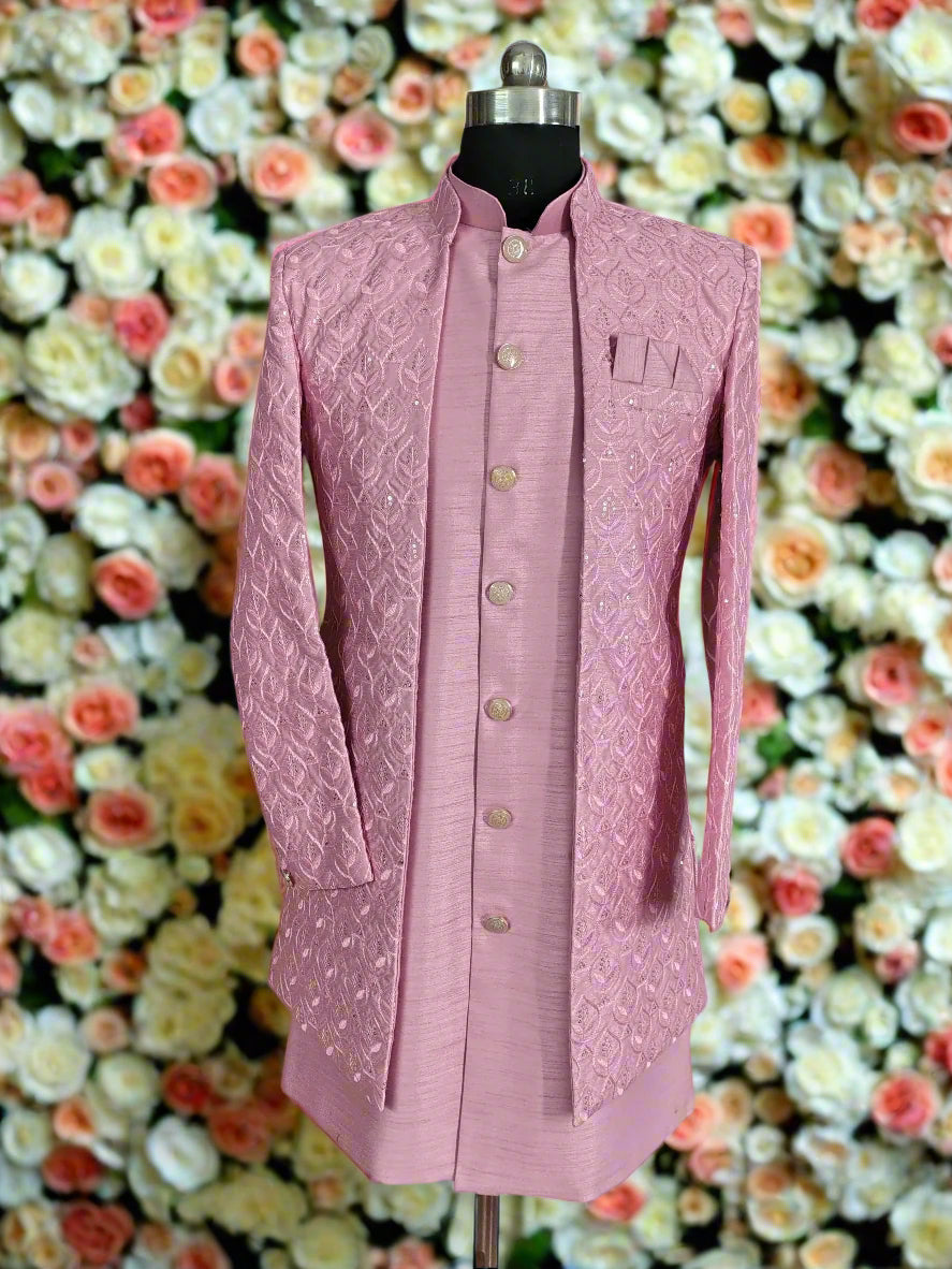 Indo-Western Jacketed Embroidered Suit