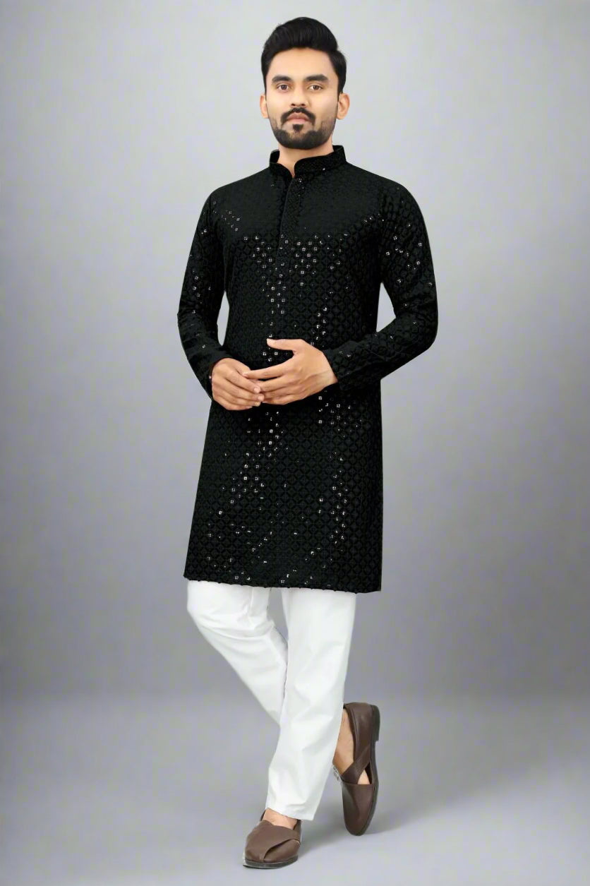 Men's Traditional Sequins Kurta Pajama