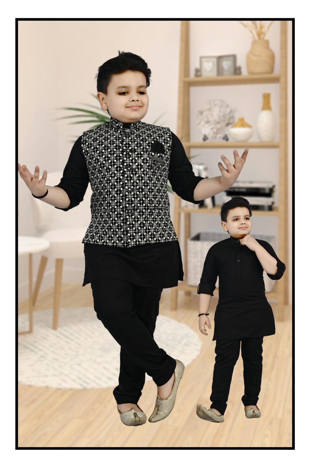 Boys Kurta Pajama with Velvet Waistcoat