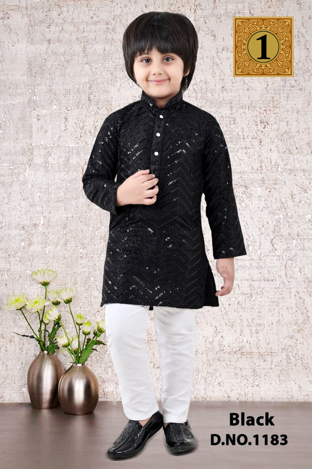 Boys Sequins Kurta Pajama